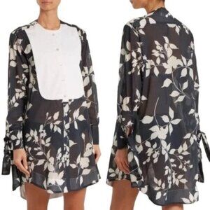 Lila Eugenie Womens Navy White Floral 1821 Botanical Print Cotton Shirt Dress S